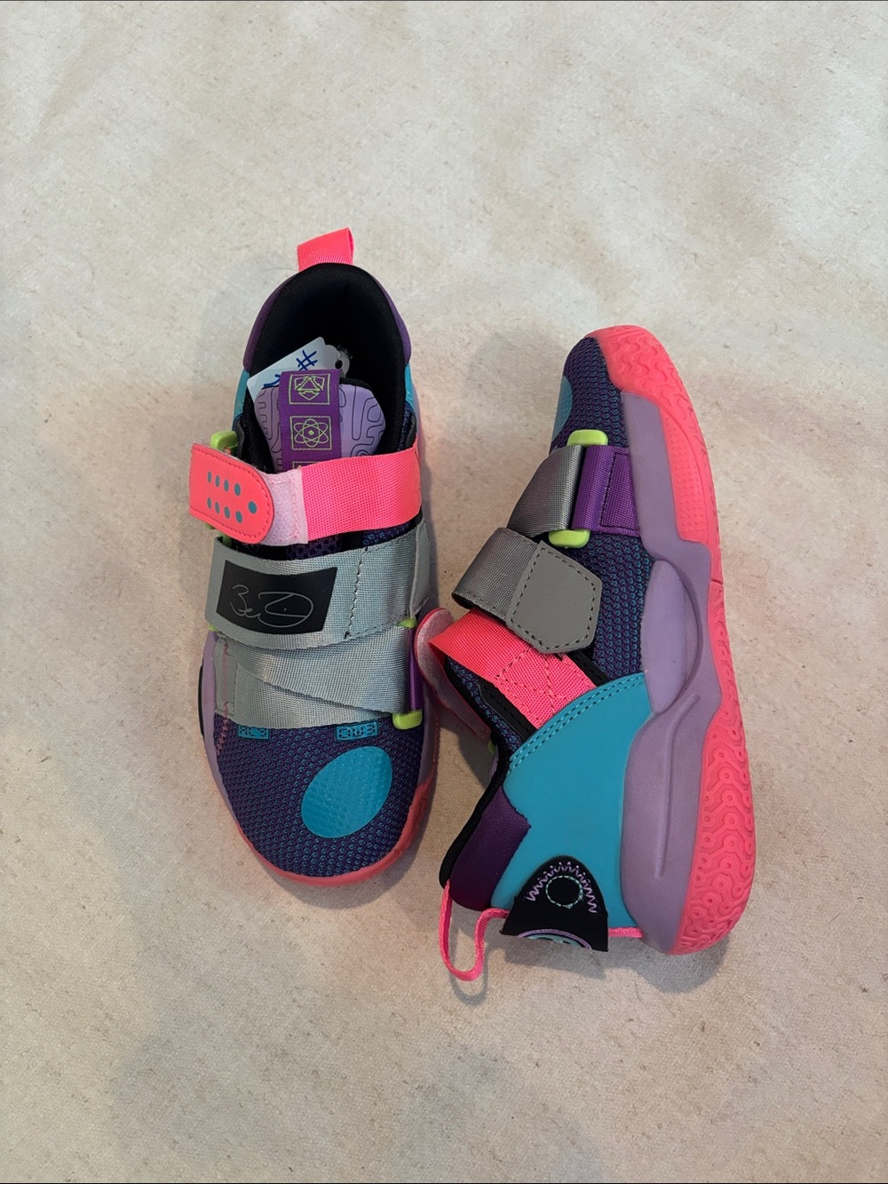 Kids' Colorblock Athletic Sneakers in Pink, Purple & Teal